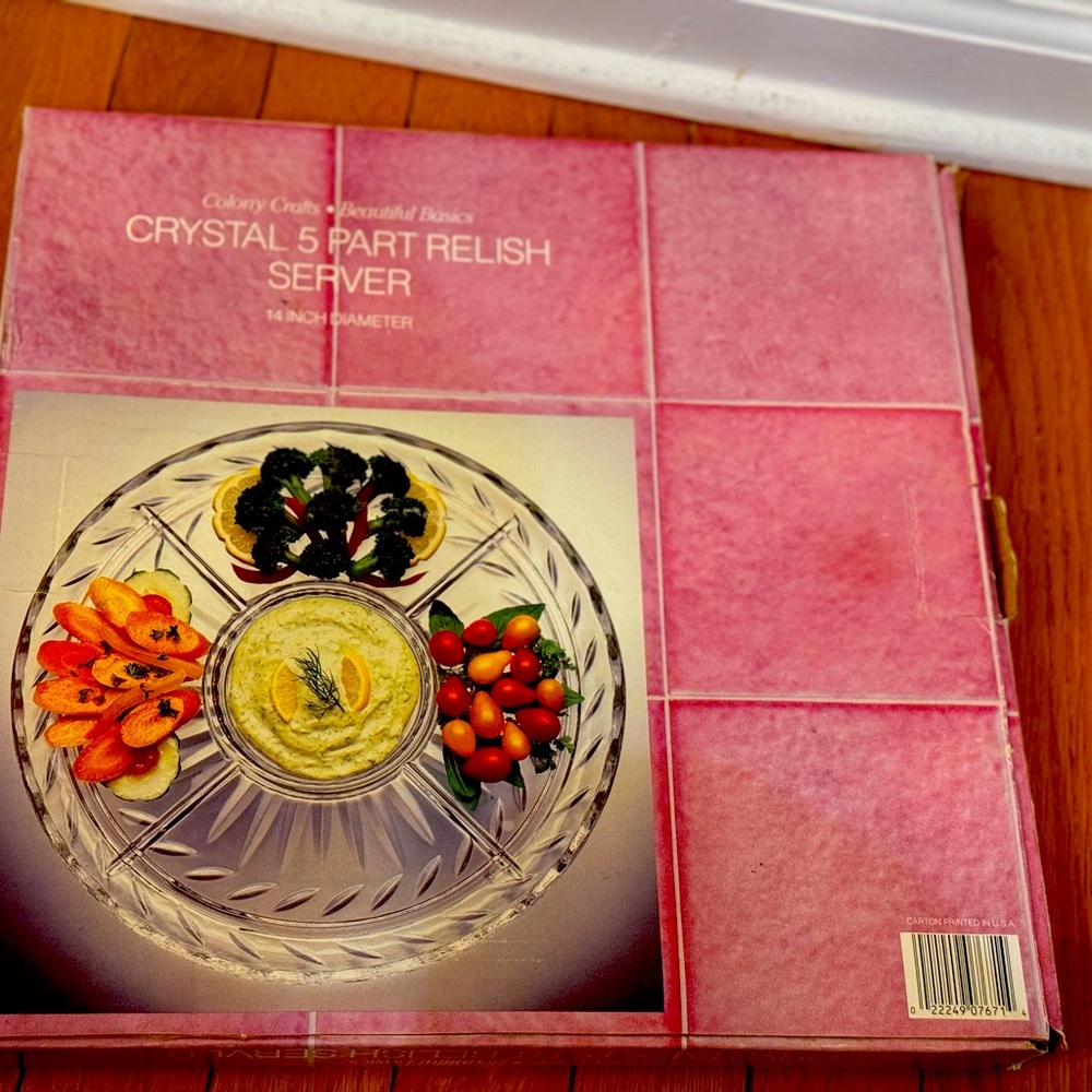 Colony Crafts CRYSTAL GARDEN 14 “ 5 Part Relish Server Dish NEW in Box